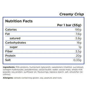 Barebells protein bar nutrition facts and ingredient for creamy crisp flavor