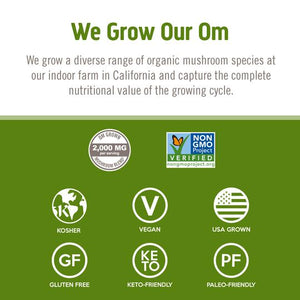 OM Mushroom Superfood - Reishi Certified Organic Mushroom Powder - 75Vcaps