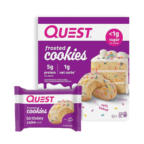 Quest Nutrition Frosted cookies Birthday Cake box