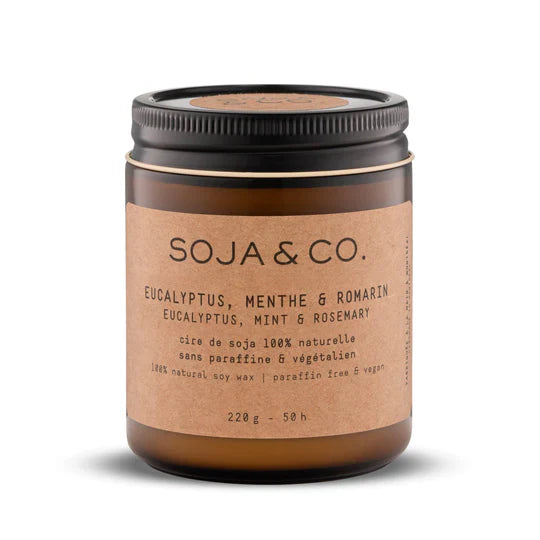 Soja&Co - 100% Natural Soy Wax Candles 8 oz - Eucalyptus, Menthe & Rosemary