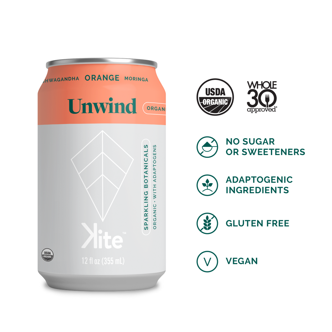 Kite Unwind - Sparkling Botanicals - Ashwagandha Orange 355 ml